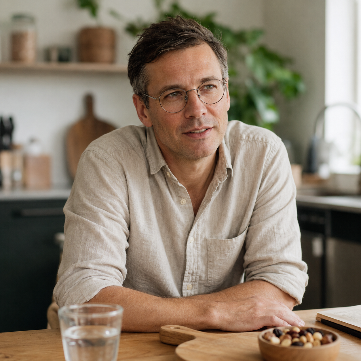 Anders Holm — nutritionist äter hälsosam kost från nyttig skolautomat
